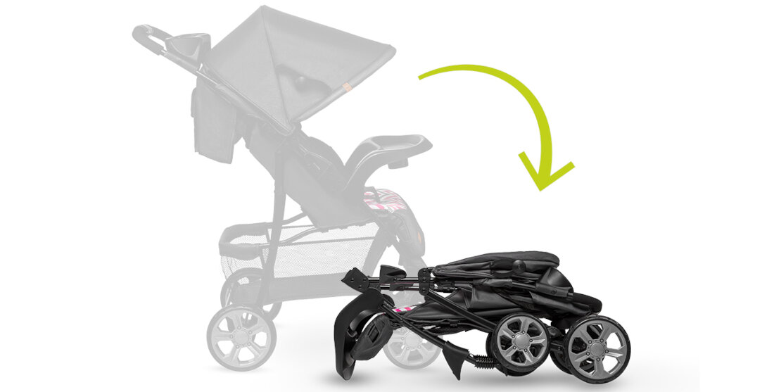 Wózek dziecięcy LIONELO Emma Plus Scandi Różowo-szary wymiary składanie rozkładanie przechowywanie transport