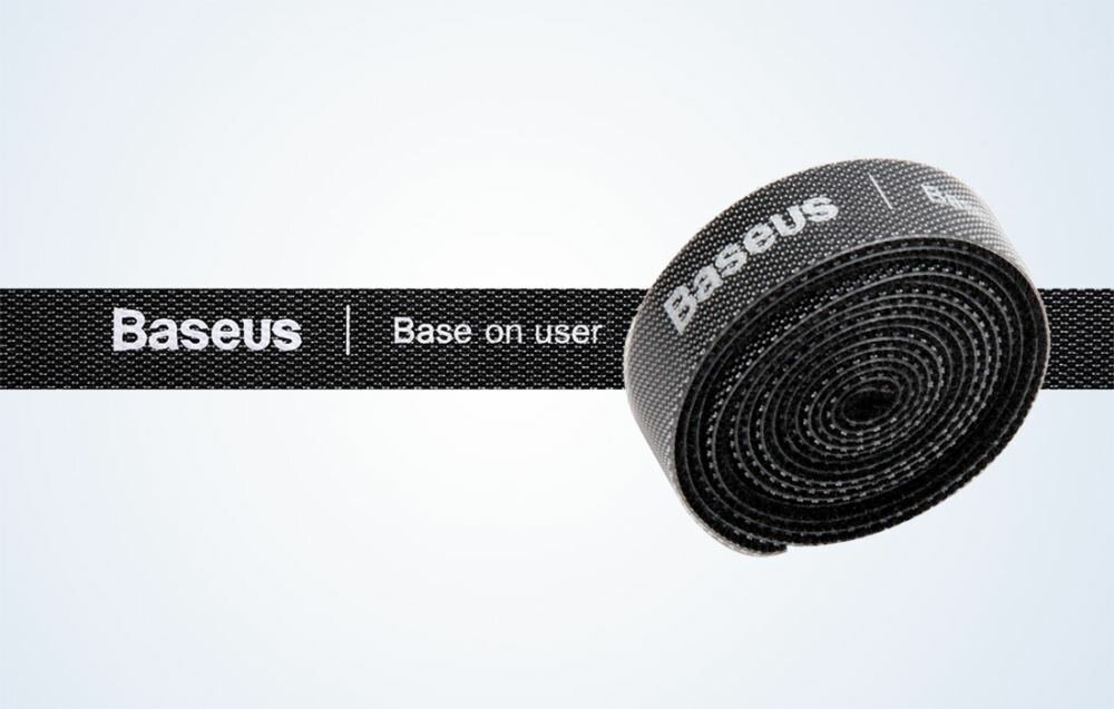 Taśma BASEUS Colourful Circle Velcro Straps 1 m Czarny