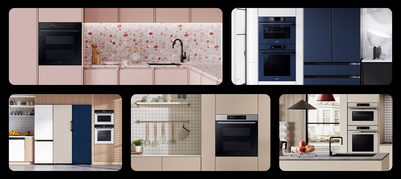Harmonijny i nowoczesny design pomieszczeń kuchennych, w których zostały umieszczone urządzenia Samsung