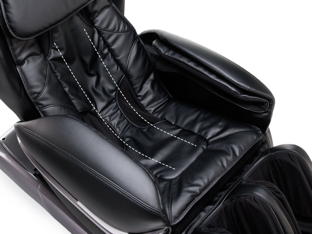 Fotel masujący Massaggio Eccellente posiada funkcje L-shape, dzięki której masaż sięga dalej niż lędźwie.