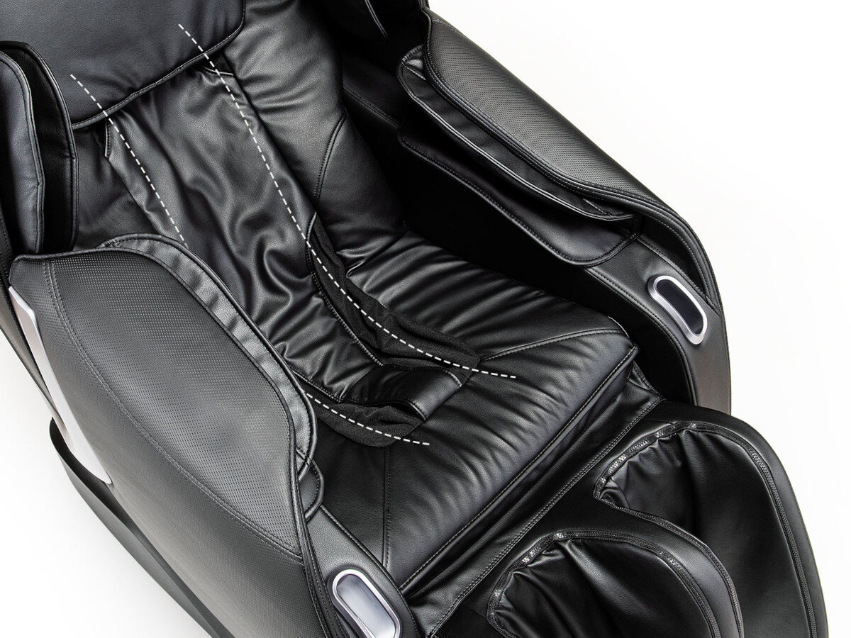 Fotel masujący Massaggio Eccellente 2 posiada funkcje SL-shape, dzięki której masaż sięga aż do pośladków.