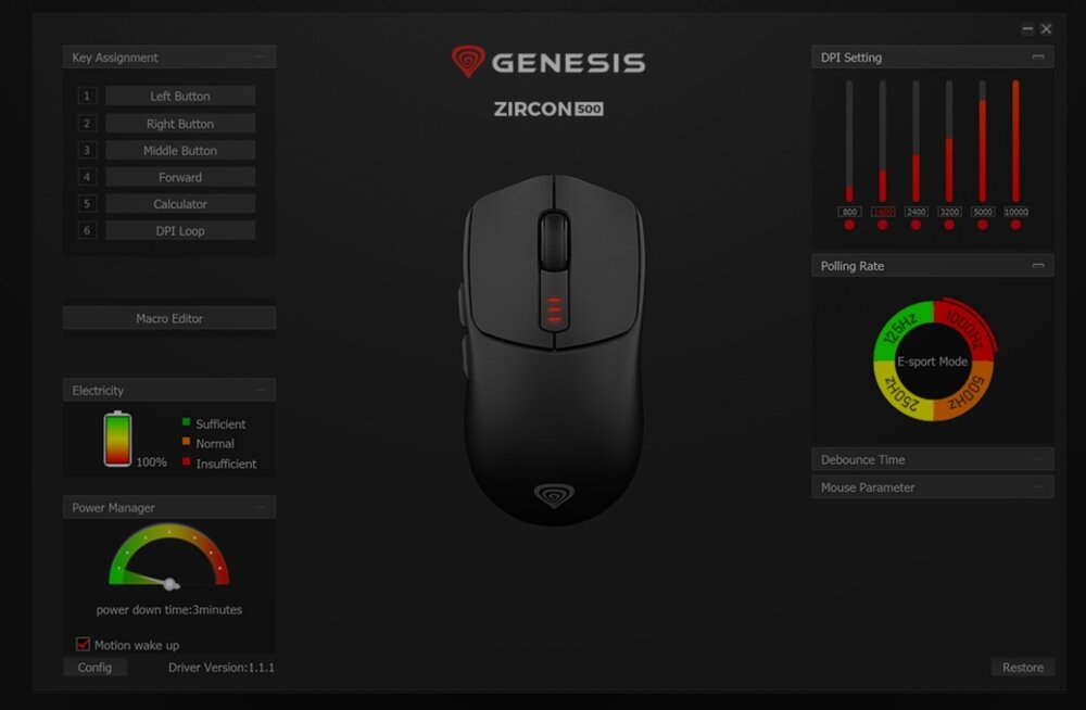 Mysz GENESIS Zircon 500 Wireless personalizacja i kontrola