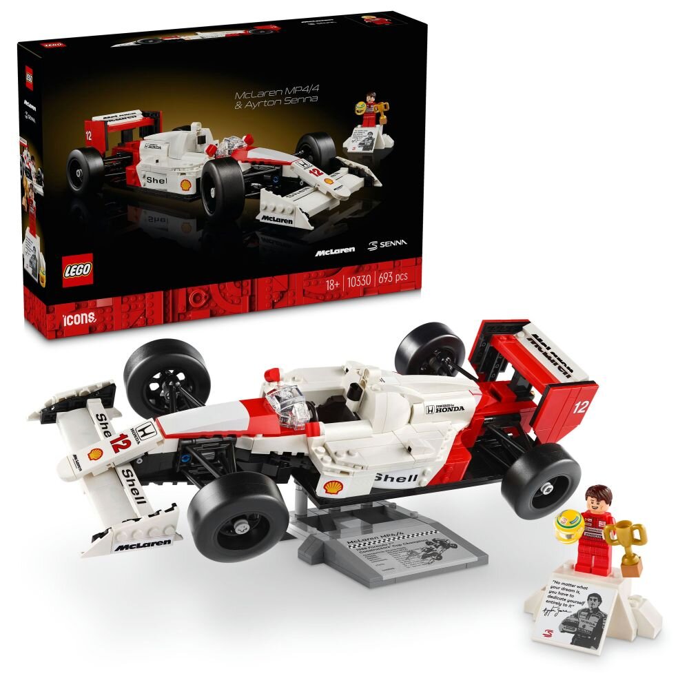 LEGO 10330 ICONS McLaren MP4-4 i Ayrton Senna   klocki elementy zabawa łączenie figurki akcesoria figurka zestaw  