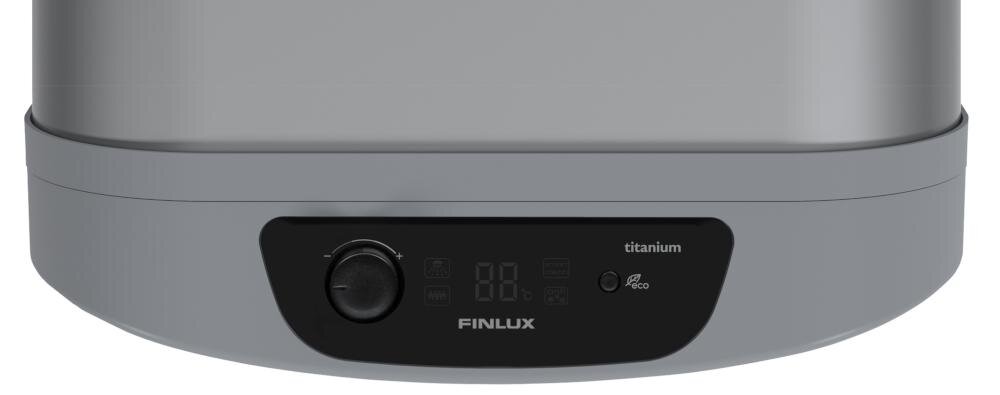 FINLUX F-WH65D20 65 l podgrzewacz panel sterowania przycisk on off ustawienia temperatura wskaźnik ciepła woda grzałka smart clean anti freeze eco