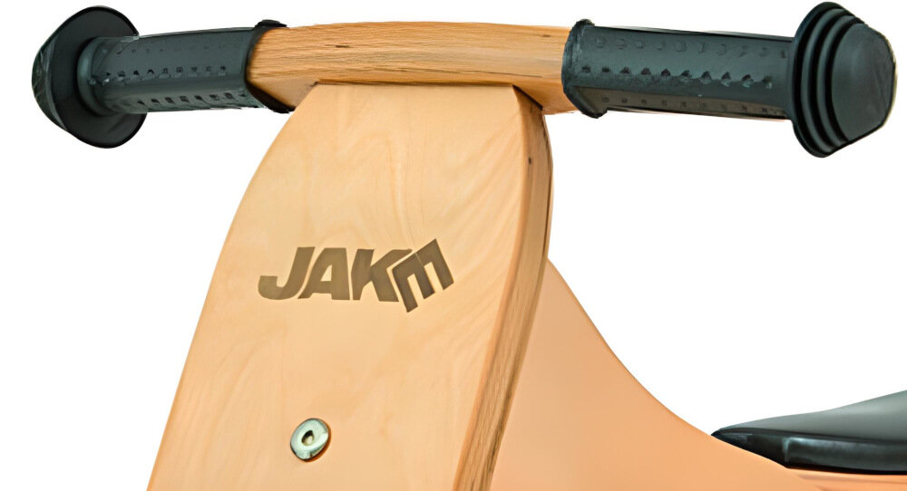 Rowerek biegowy MILLY MALLY Jake Natural 2w1 Jasnobrązowy kierownica uchwyty pokryte antypoślizgowym materiałem ograniczniki zabezpieczają ręce przed ześlizgnięciem się na boki