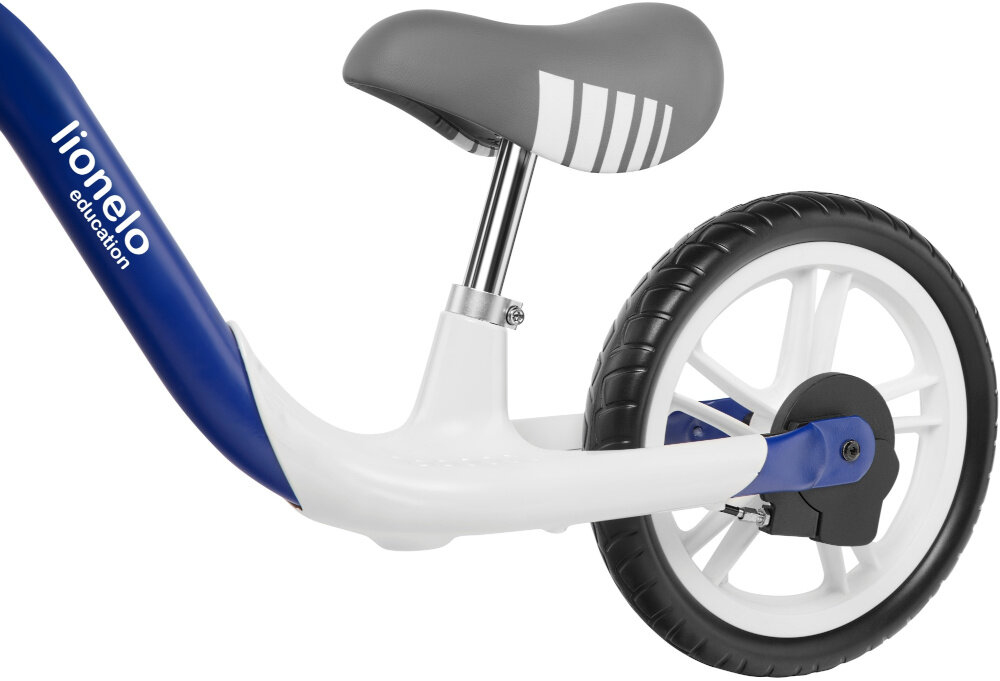 Rowerek biegowy LIONELO Arie Indygo siodełko regulowane w zakresie 30-42 cm zminimalizować ryzyko otarć miękka struktura