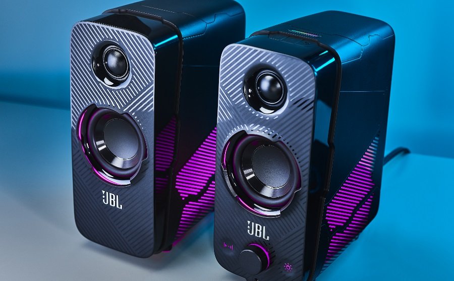 Głośniki JBL Quantum Duo Dolby Digital unikalne efekty świetlne