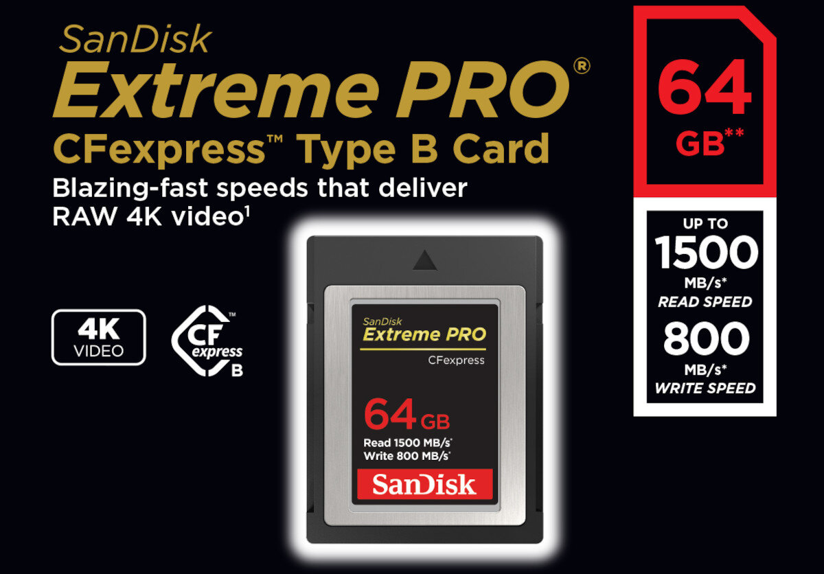 Karta pamieci SANDISK Extreme PRO CFexpress Card Type B 64GB zawartosc