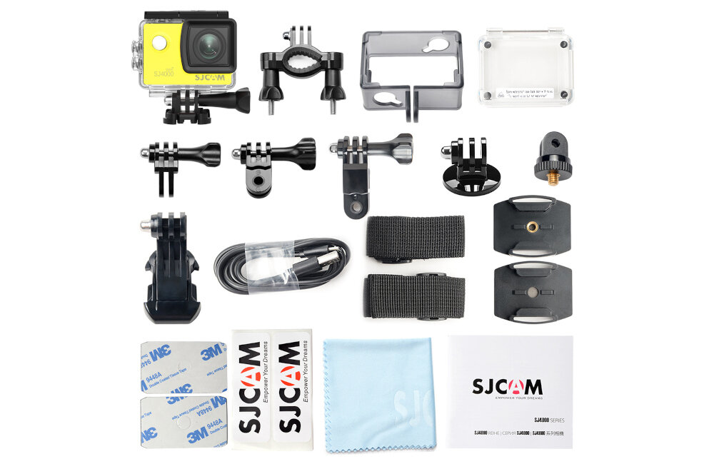 Kamera sportowa SJCAM SJ4000 WiFi żółty zestaw