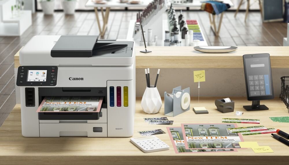 Urządzenie wielofunkcyjne CANON Maxify GX7040   skanowanie drukowanie kopiowanie łączność szybkość wydruku tusz konserwacja uzupełnianie papier formaty arkusze