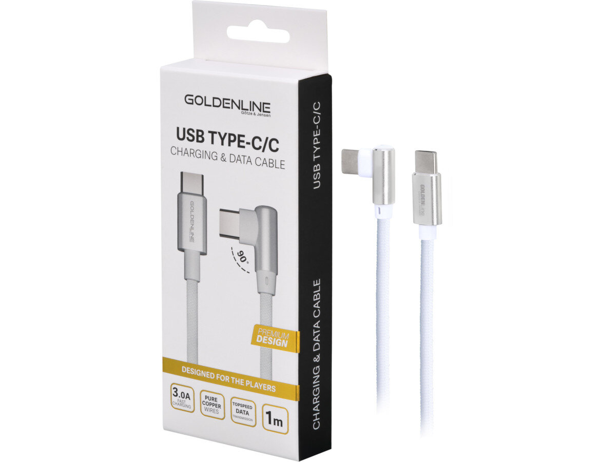 Kabel USB Typ C - USB Typ C katowy GOTZE & JENSEN Golden Line 1 m wyglad