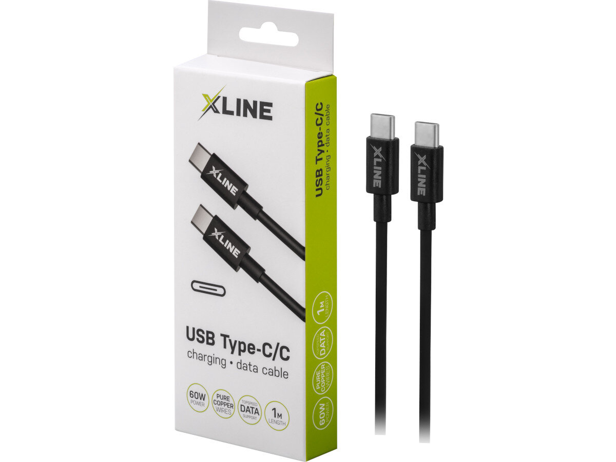 Kabel USB Typ C - USB Typ C XLINE 60W 1 m Czarny wyglad