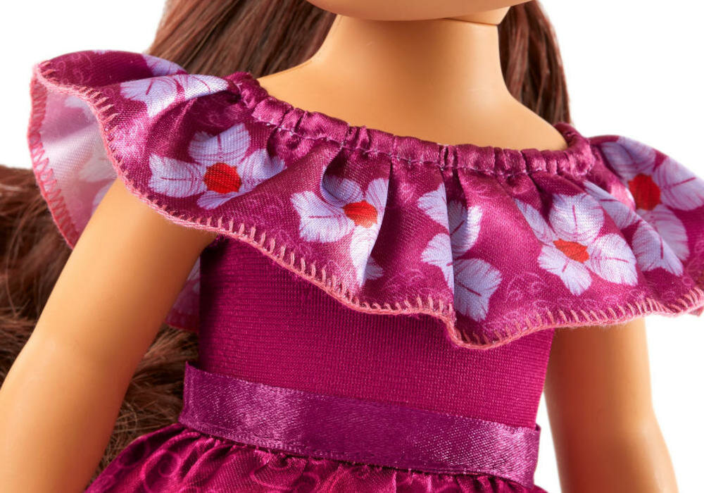 MATTEL-MUSTANG-DUCH-WOLNOSCI-GXF92 pokaz mody lalka lucky sukienka krój hiszpański wybieg