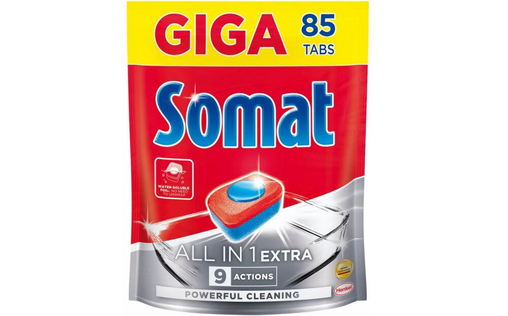Tabletki do zmywarek SOMAT All-in-1 Extra 85 sztuk idealne czyszczenie skuteczne dzialanie intensywne oczyszczanie uproczywe zabrudzenia