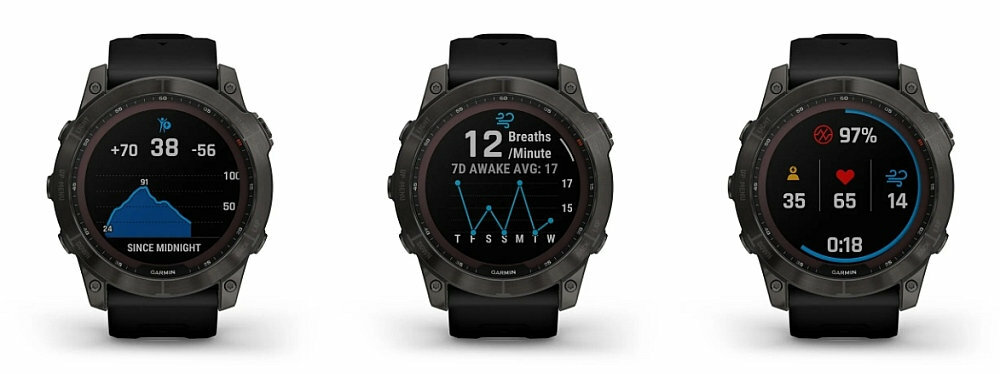 Smartwatch GARMIN seria Fenix 7 ekran bateria pamięć muzyka sterowanie pojemność rozdzielczość pasek sport zdrowie czujniki serce puls tętno