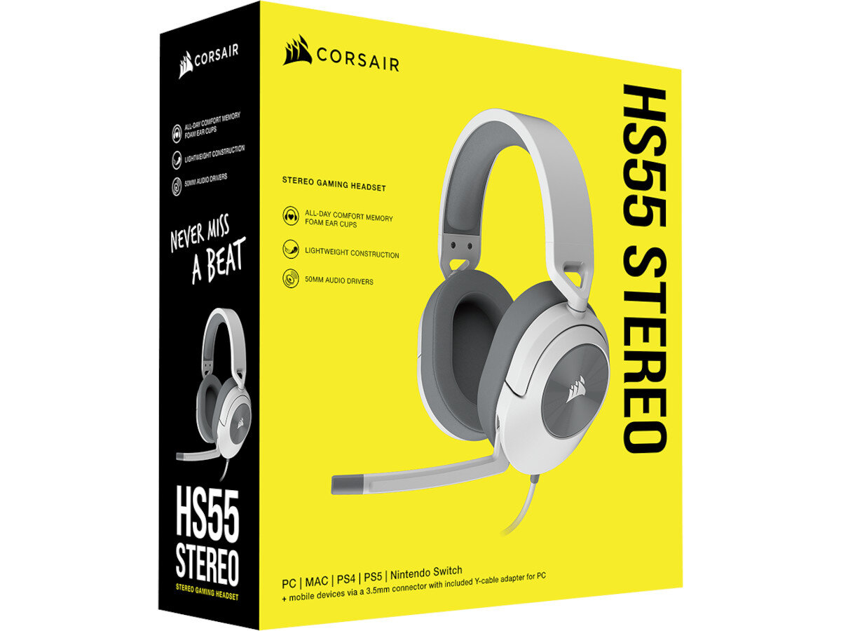 Sluchawki CORSAIR HS55 Stereo Bialy zawartosc opakowania