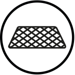 Kratkowana taca Air Fry przedstawiona na ikonie w okrągłym kształcie