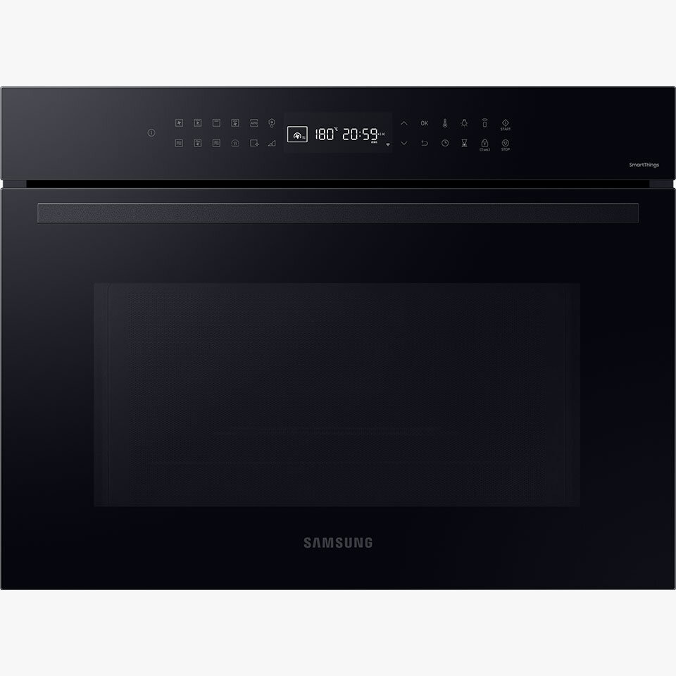 Piekarnik kompaktowy Samsung NQ5B4353FBK pokazany od frontu to urządzenie, które można kupić w sieci sklepów Media Expert