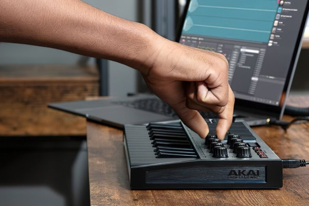 Klawiatura sterująca AKAI MPK Mini MK3 zabawa subskrybcja produkcja klawisze sample pokrętło joystick