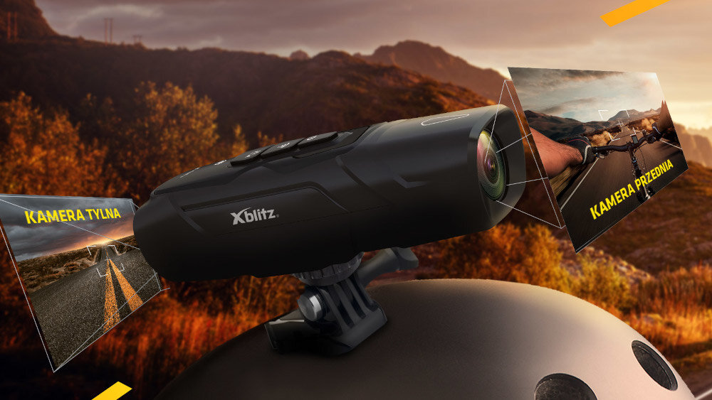 Kamera sportowa XBLITZ Everywhere - dual cam widok z przodu i z tyłu