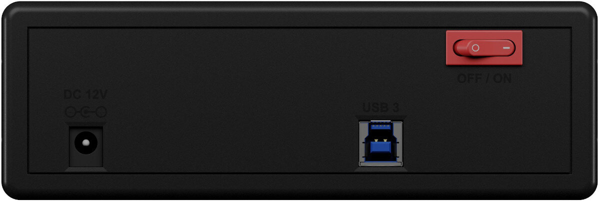 Obudowa ICY BOX IB-525-U3 porty zasilanie przełącznik podłączenie