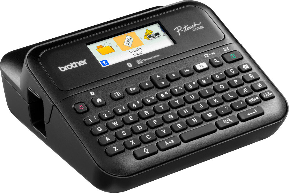 Drukarka BROTHER P-touch PT-D610BTVP obsługa klawiatura łączność Bluetooth dostosowanie ustawienia