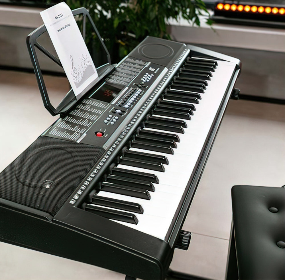 Keyboard MK 2102 Czarny dla najmłodszych muzyka pasja funkcje tradycja start gniazda odtwarzacz mp3 wygoda przenoszenie