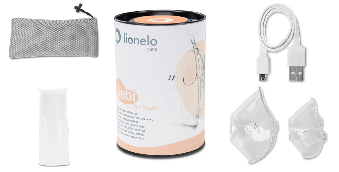 Inhalator nebulizator ultradzwiekowy LIONELO Air zestaw akcesoria komplet wyposazenie