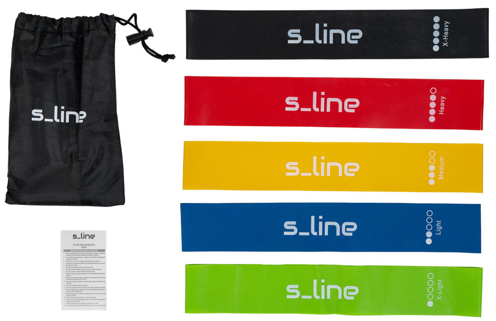 Zestaw gum do ćwiczeń S-LINE SA004 zestaw 5 gum oporowych saszetka dokumentacja