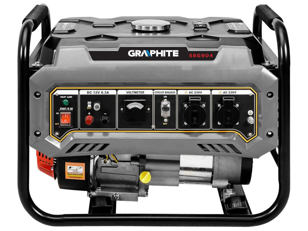 Agregat prądotwórczy GRAPHITE 58G904 gniazdo o napieciu wyjsciowym 12 V do zasilania standardowych urzadzen sieciowych w sytuacji awaryjnej do naladowania akumulatora samochodowego