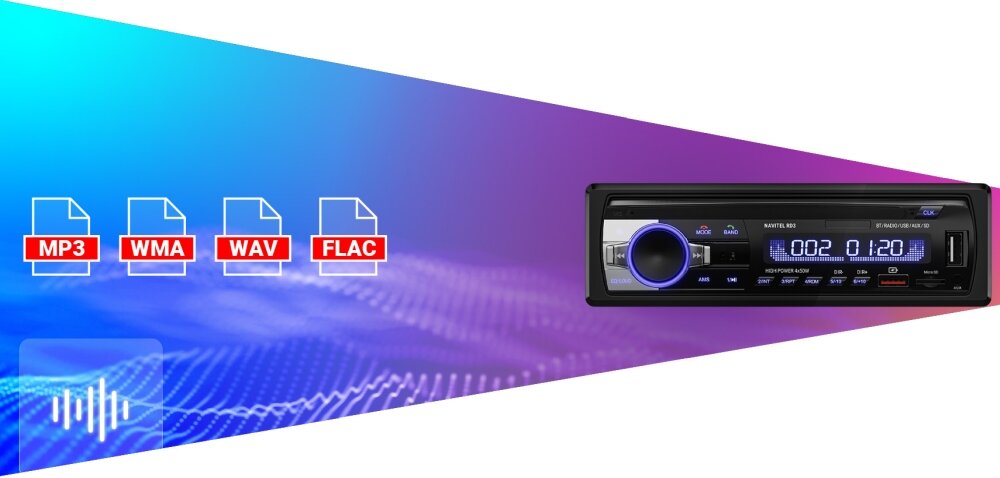 Radio samochodowe NAVITEL RD3 moduł FM wygoda funkcjonalność głośnomówiący zestaw przyciski warianty kolorystyczne podświetlenie