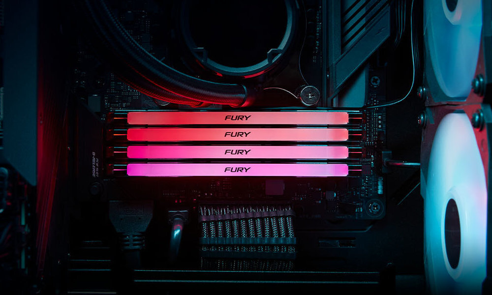 Pamięć RAM KINGSTON Fury Renegade DDR5 RGB 64GB 6000MHz podświetlenie wygląd