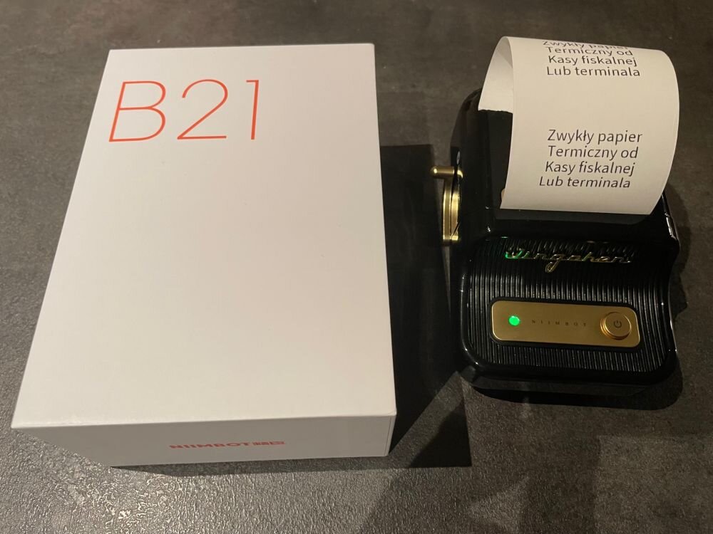 Drukarka NIIMBOT B21   rolka etykiety zasilanie ładowanie drukowanie wymiar łączność aplikacja 