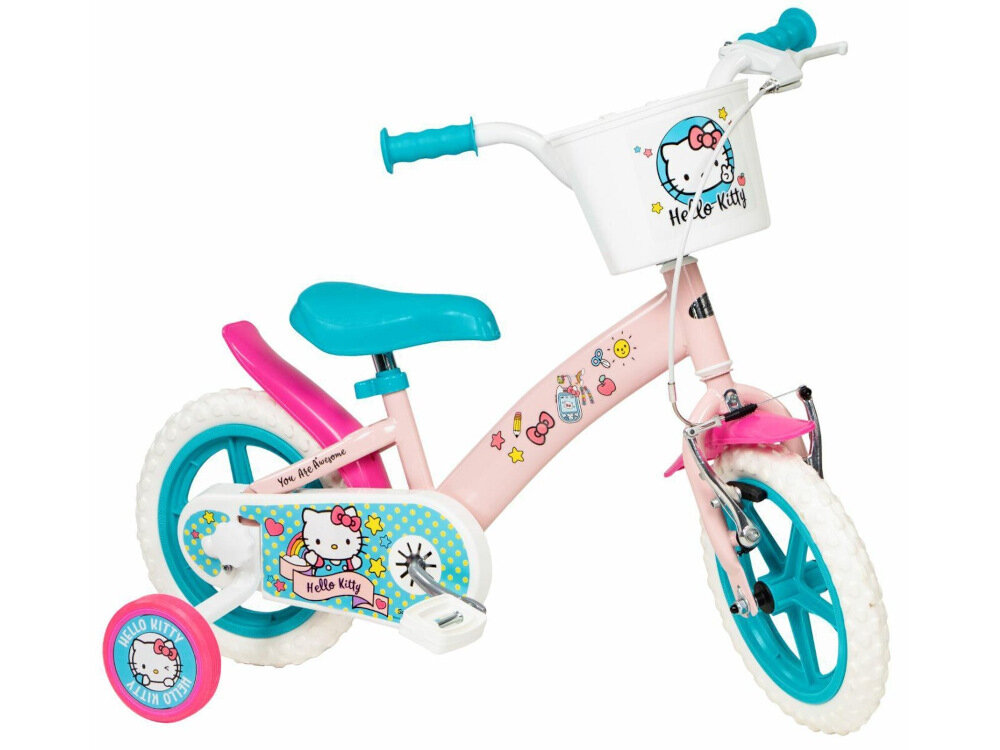 Rower dziecięcy TOIMSA Hello Kitty 12 cali dla dziewczynki w różowej kolorystyce Hello Kitty dla dzieci w wieku od 3 do 5 lat