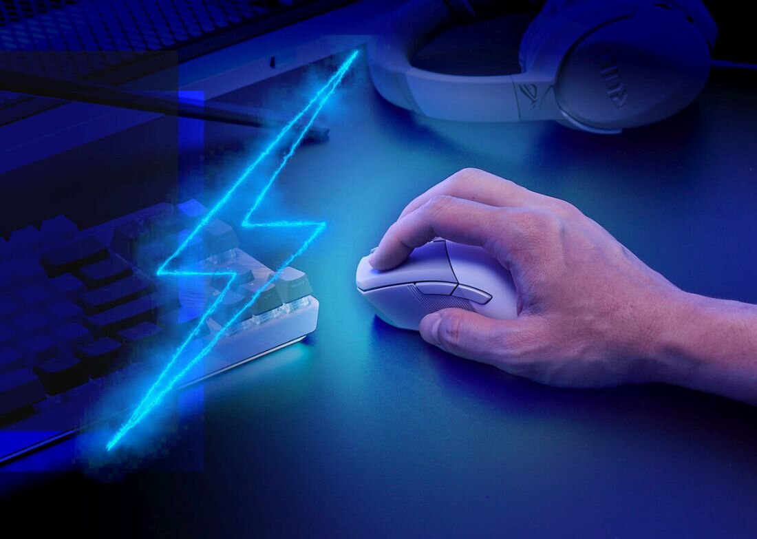 Mysz ASUS ROG Gladius III AimPoint  - Energooszczędna praca Bluetooth RF 2,4 GHz 