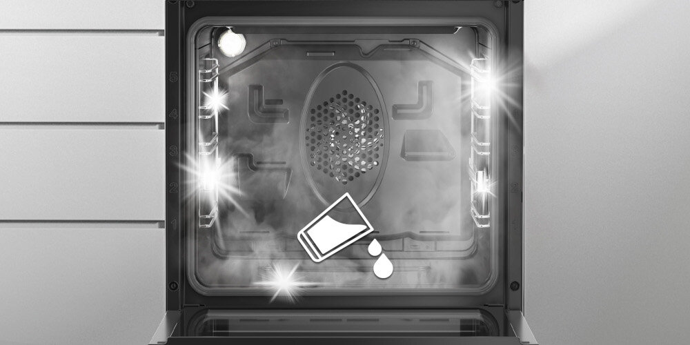 KUCHNIA BEKO FSM59305BDT czyszczenie parowe wnętrze piekarnik ściereczka bez detergentu