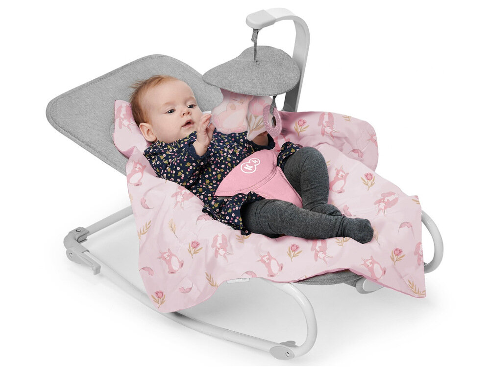 Leżaczek KINDERKRAFT Felio 2 Różowy do reaksu i zabawy komfort bezpieczenstwo dziecka