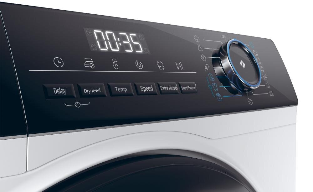 HAIER I-Pro 3 HWD80-B14939-S  pralka suszarka czytelny panel sterowanie wyświetlacz tekstowy ikonki pranie suszenie temperatura