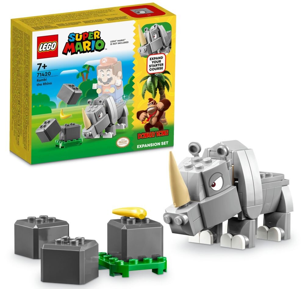 LEGO Super Mario Nosorożec Rambi — zestaw rozszerzający 71420    klocki elementy zabawa łączenie figurki akcesoria figurka zestaw 