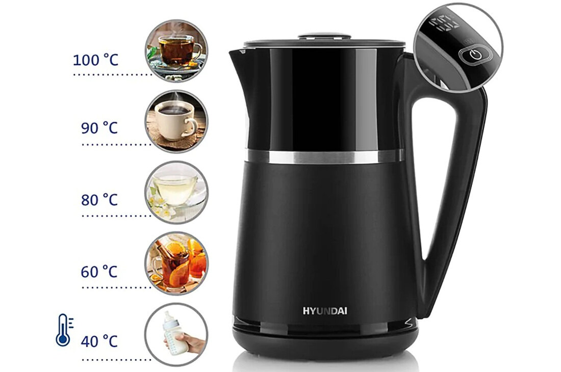 Czajnik HYUNDAI VK309 Regulacja temperatury możliwości zkres ustawienia 5 opcji smak aromat herbata kawa