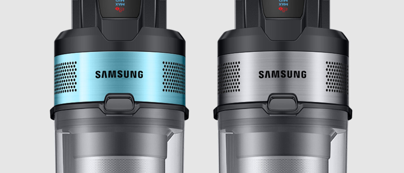 Dwa odkurzacze z logo Samsung