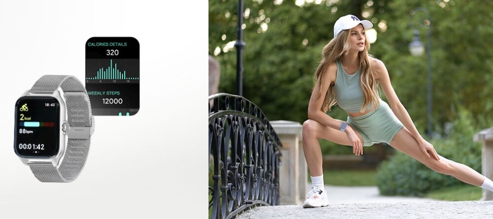 Smartwatch GARETT GRC Activity 2 ekran bateria czujniki zdrowie sport pasek ładowanie pojemność rozdzielczość łączność sterowanie krew puls rozmowy smartfon aplikacja