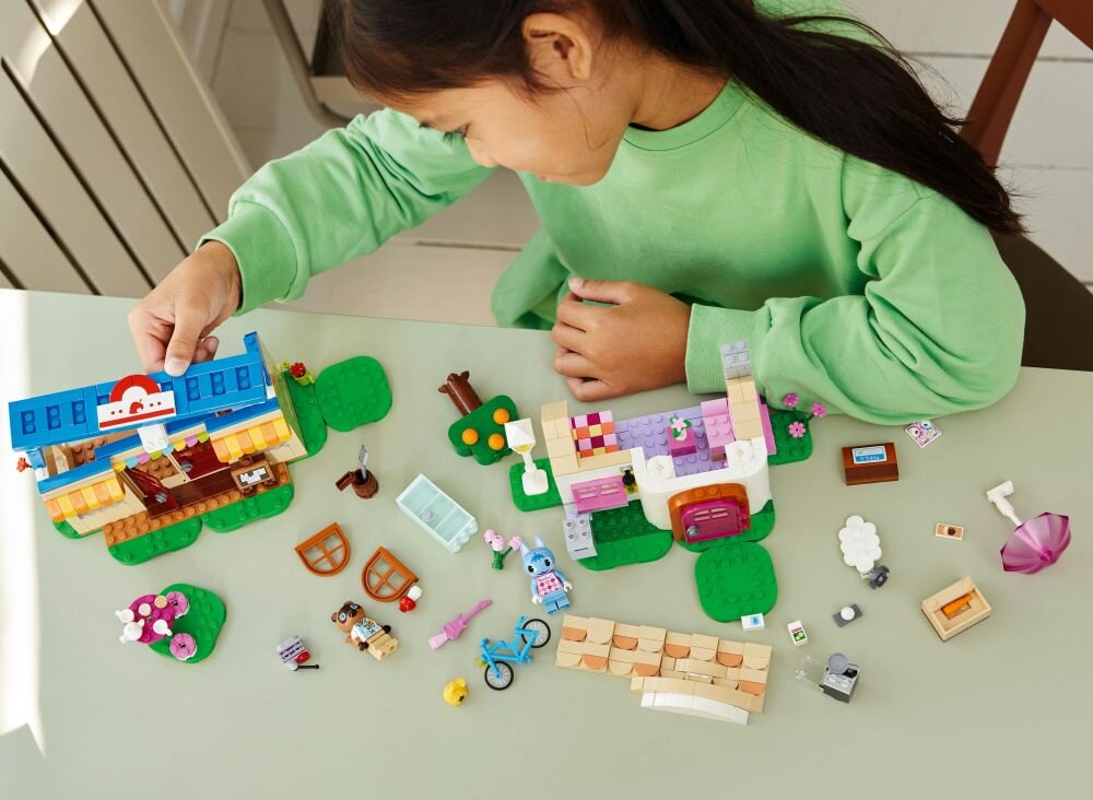 LEGO 77050 Animal Crossing Nook-s Cranny i domek Rosie  klocki elementy zabawa łączenie figurki akcesoria figurka zestaw budowanie instrukcja rozwój przebudowa