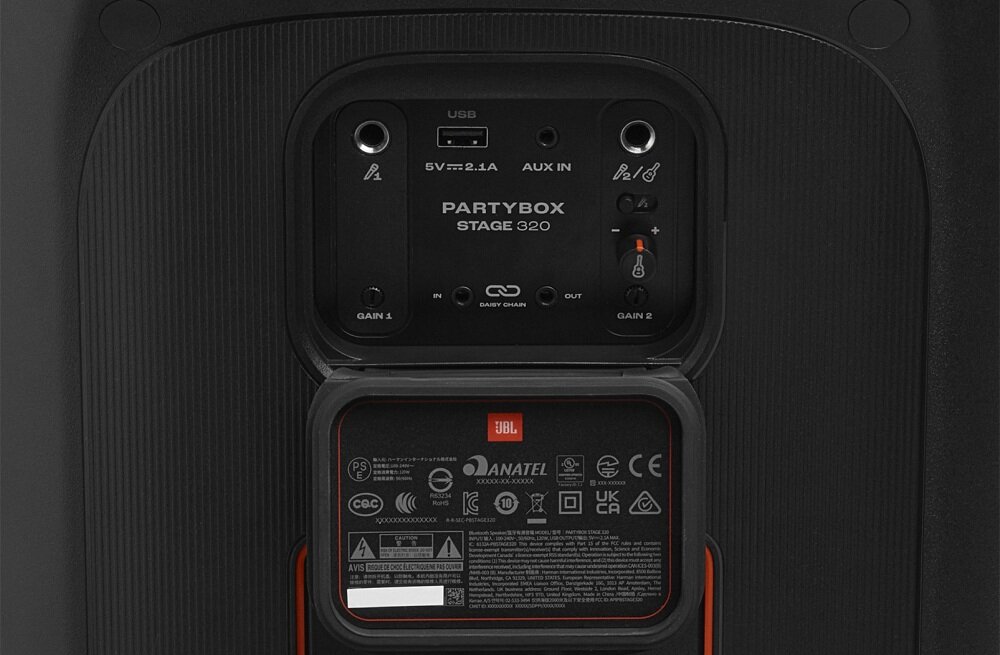 Power audio JBL Partybox Stage 320 sprzęt mobilny port USB-A aux 3,5 mm bluetooth 