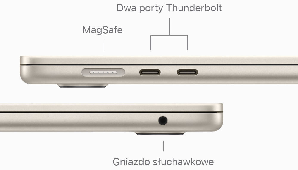 Laptop APPLE MacBook Air 2024 15.3 M3 8GB RAM 256GB SSD macOS Srebrny złącza porty thunderbolt słuchawkowe wifi 6e