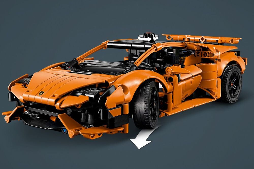 LEGO 42196 Technic Pomarańczowe Lamborghini Hurican Tecnica   klocki elementy zabawa łączenie figurki akcesoria figurka zestaw budowanie instrukcja rozwój przebudowa