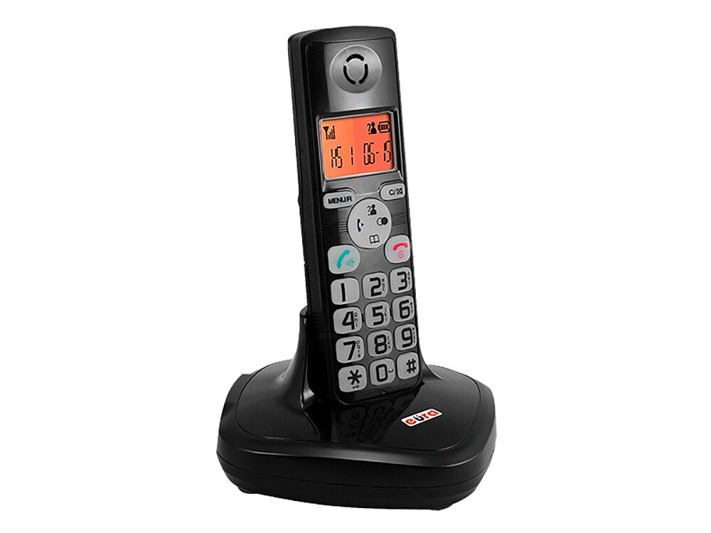 Unifon EURA CL-3602B do teledomofonu CL-3622 do wspoldzialania z telefonem CL-3602B obsluga rygla elektromagnetycznego bezprzewodowa lacznosc z klawiatury sluchawki polaczenie przewodowe miedzy bramofonem i unifonem mozliwosc rozbudowy o 3 dodatkowe sluchawki