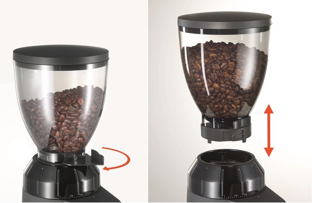 Młynek do kawy GRAEF CM 802 Zamknięcie otworu wysypowego zbiornika kawy