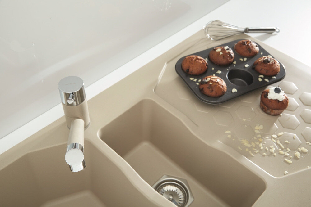 Zlewozmywak ALVEUS Sensual 70 4307002 Pebble komora wymiary mycie użytkowanie podbudowa wysokość łatwy montaż higiena czyszczenie