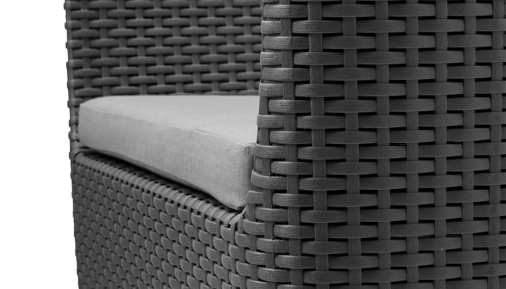 Zestaw mebli ALLIBERT Rosario Balcony Set Cappuccino poduszki miękkie przyjemne w dotyku łatwe w czyszczeniu zamek błyskawiczny łagodne środki myjące